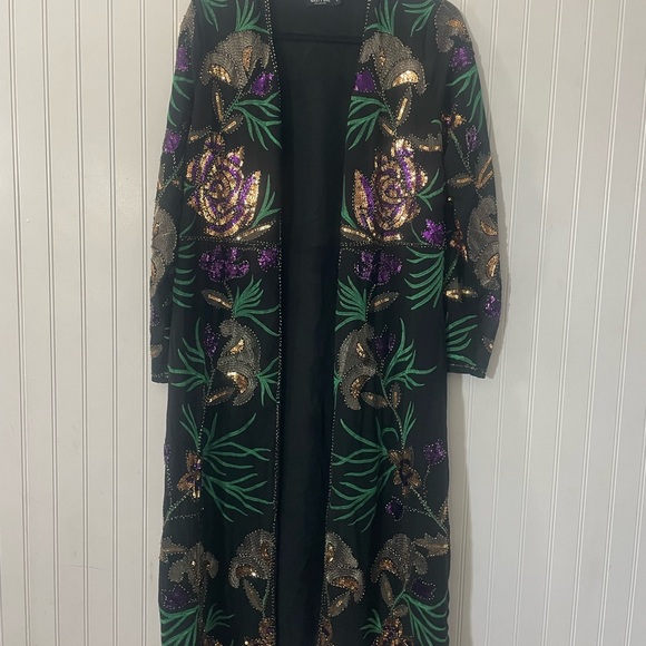 Nasty Gal Jackets & Blazers - Nasty Gal Black Floral Sequin Kimono